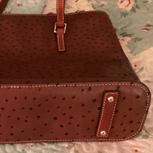 Dooney & Bourke Ostrich Leather Large Shopper Tote Cognac Brown & Wallet - Picture 11 of 11